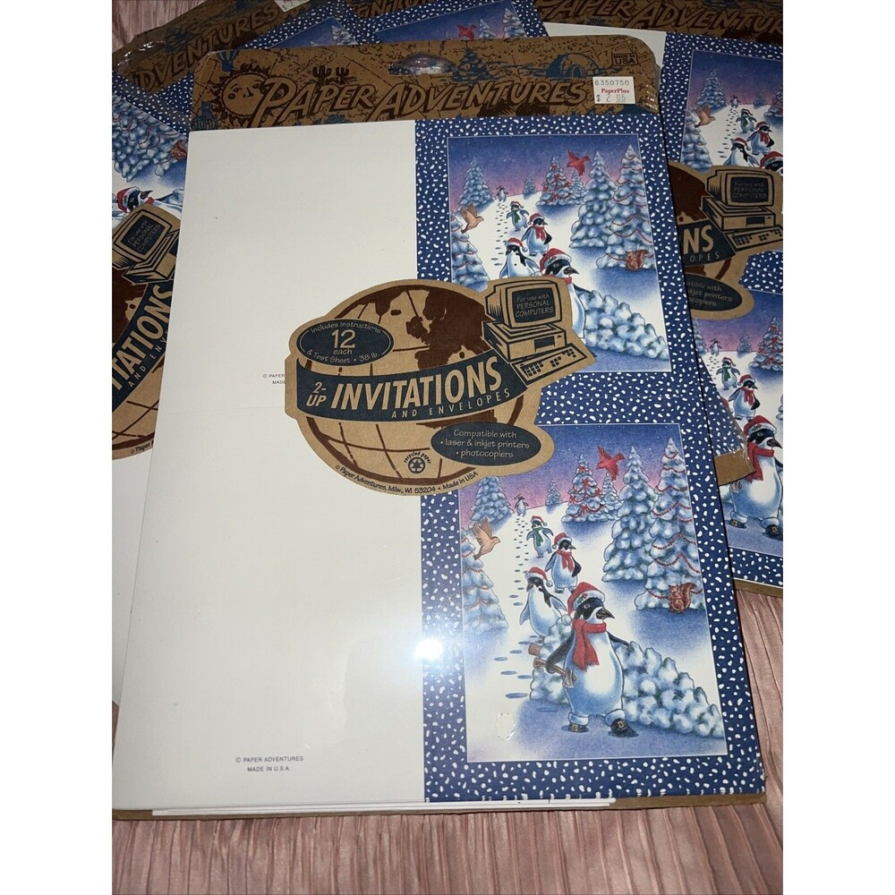 Paper Adventures Invitations and Envelopes 5pks Of 12 Christmas Penguins Design